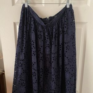 J Crew Eyelet Embroidered Midi Skirt